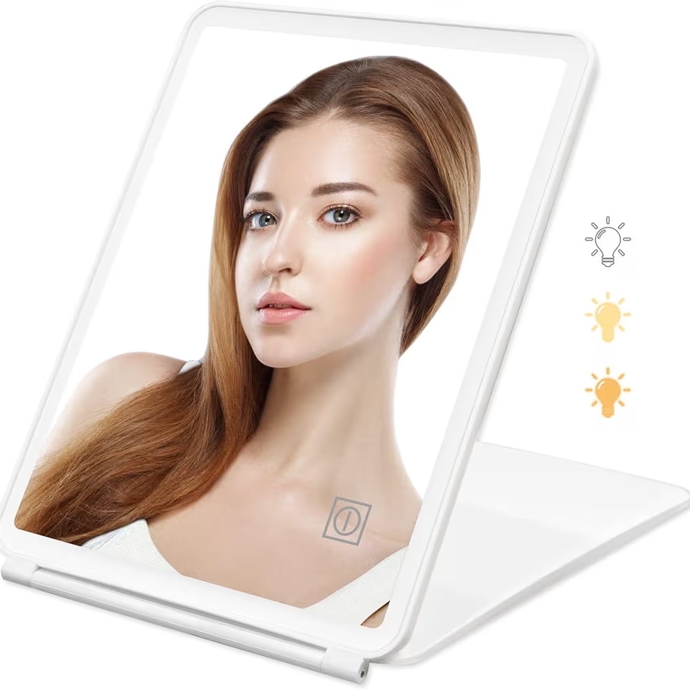 Rechargeable Travel Makeup Vanity Mirror with 82 Led Lights, Portable Lighted